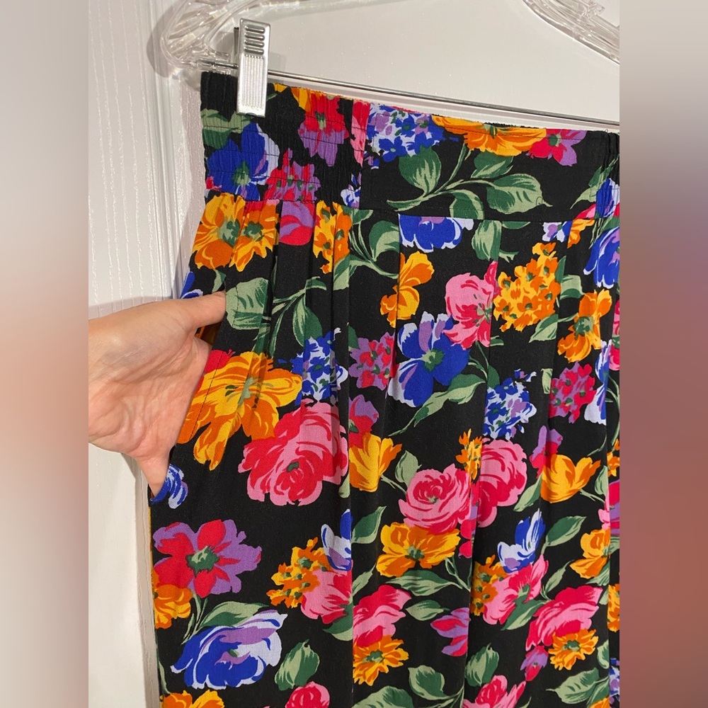 Vintage Gitano Floral Print High Waist Pleated Front Tapered Leg Ankle Pants M - Picture 3 of 8